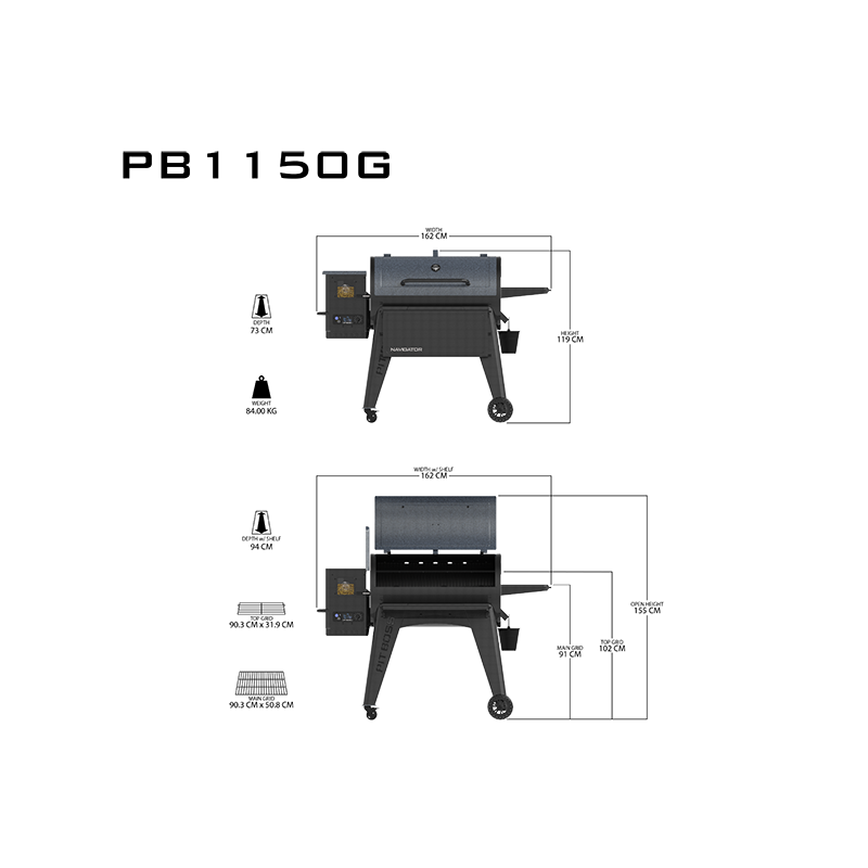 Granulinis grilis Pit Boss Navigator 1150 – Paveikslėlis 13