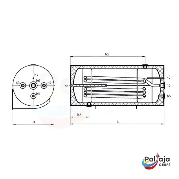 ВТ H 01-140 vandens šildytuvai matmenys